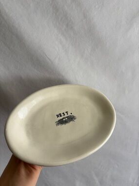 Vintage Magenta “NEST” Oval Plate